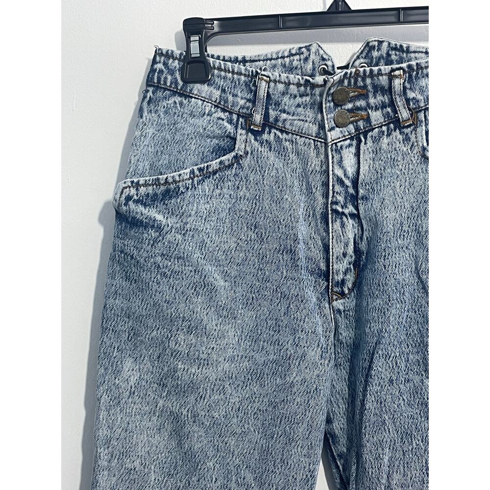VTG 90s Acid Wash Lace Up Ankle Jeans Size 9/10 High Rise Tapered Leg Grunge - Picture 3 of 8
